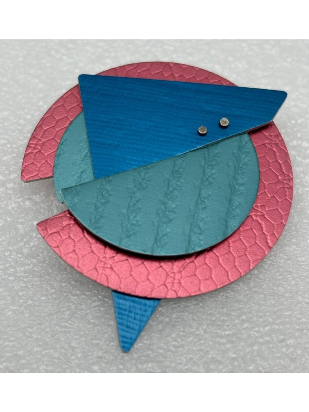 1980s Hsu Studios Modernist Abstract Anodized Aluminum Brooch